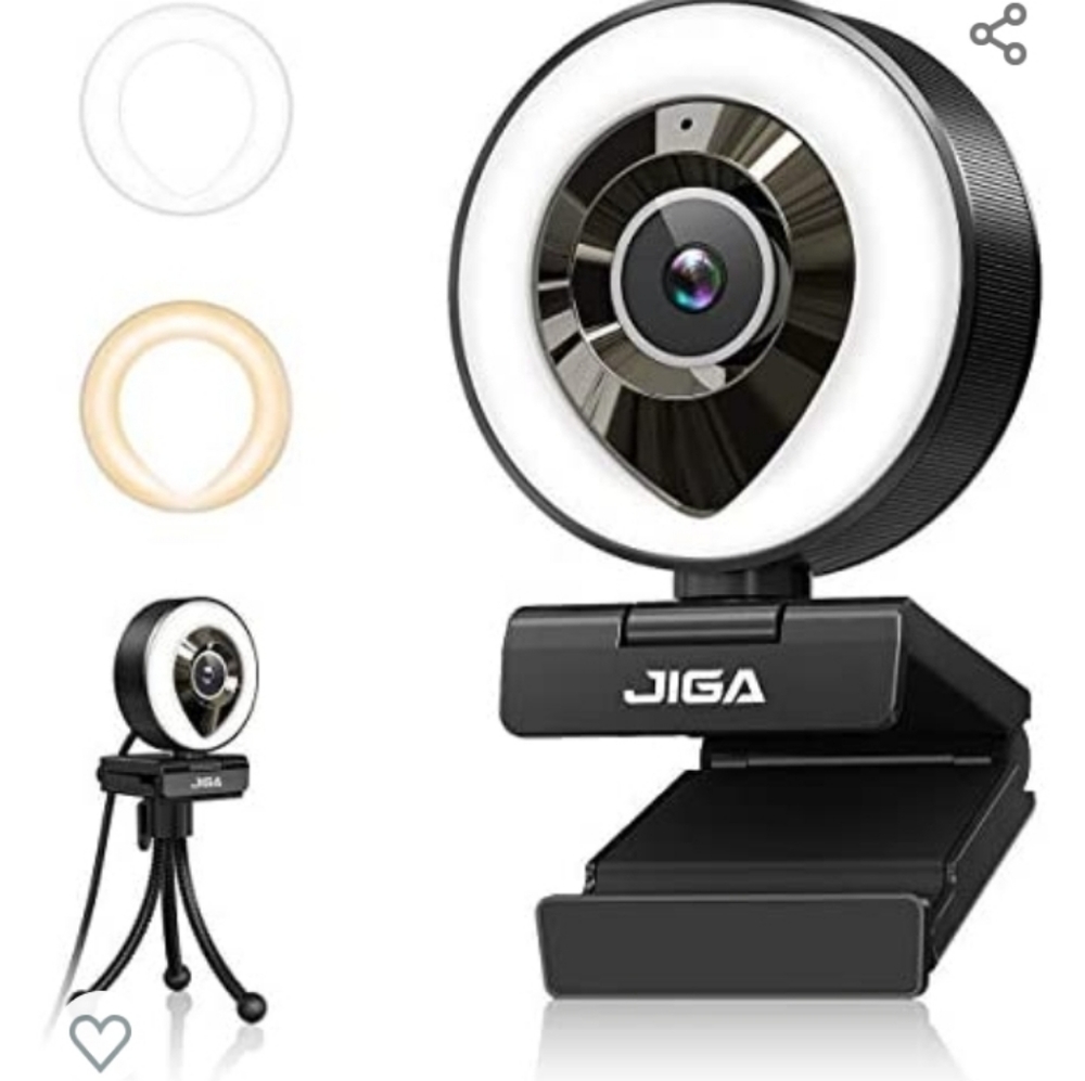 Webcam with circle streamer light warm and bright